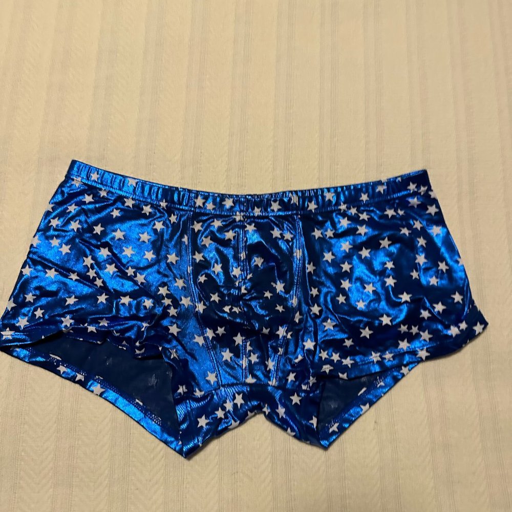 Boxer briefs with a flair - Blue with Stars - Size "XL" but fits like size “L”